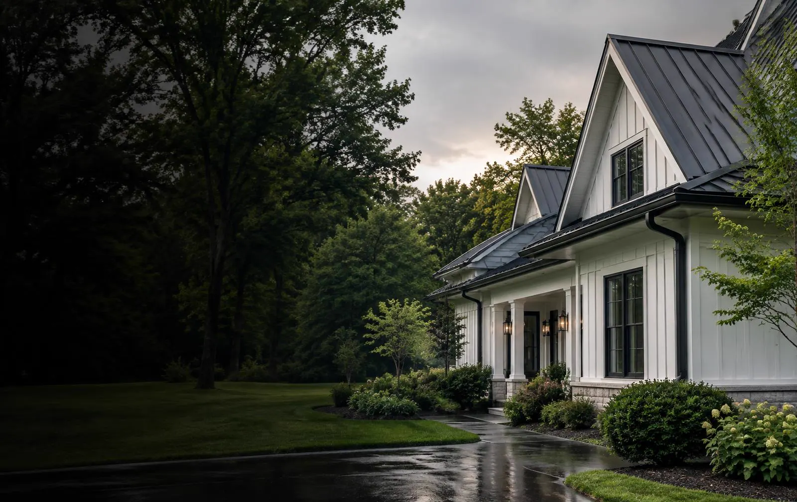Two-story Central Ohio home with a clean roofline and gutters